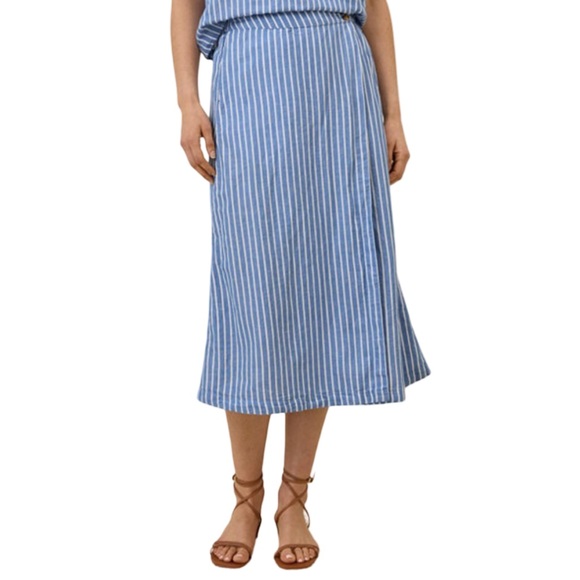 Pact Dresses & Skirts - Pact Organic Cotton Canopy Linen
Blend Wrap Midi Skirt Blue & white Striped NWOT